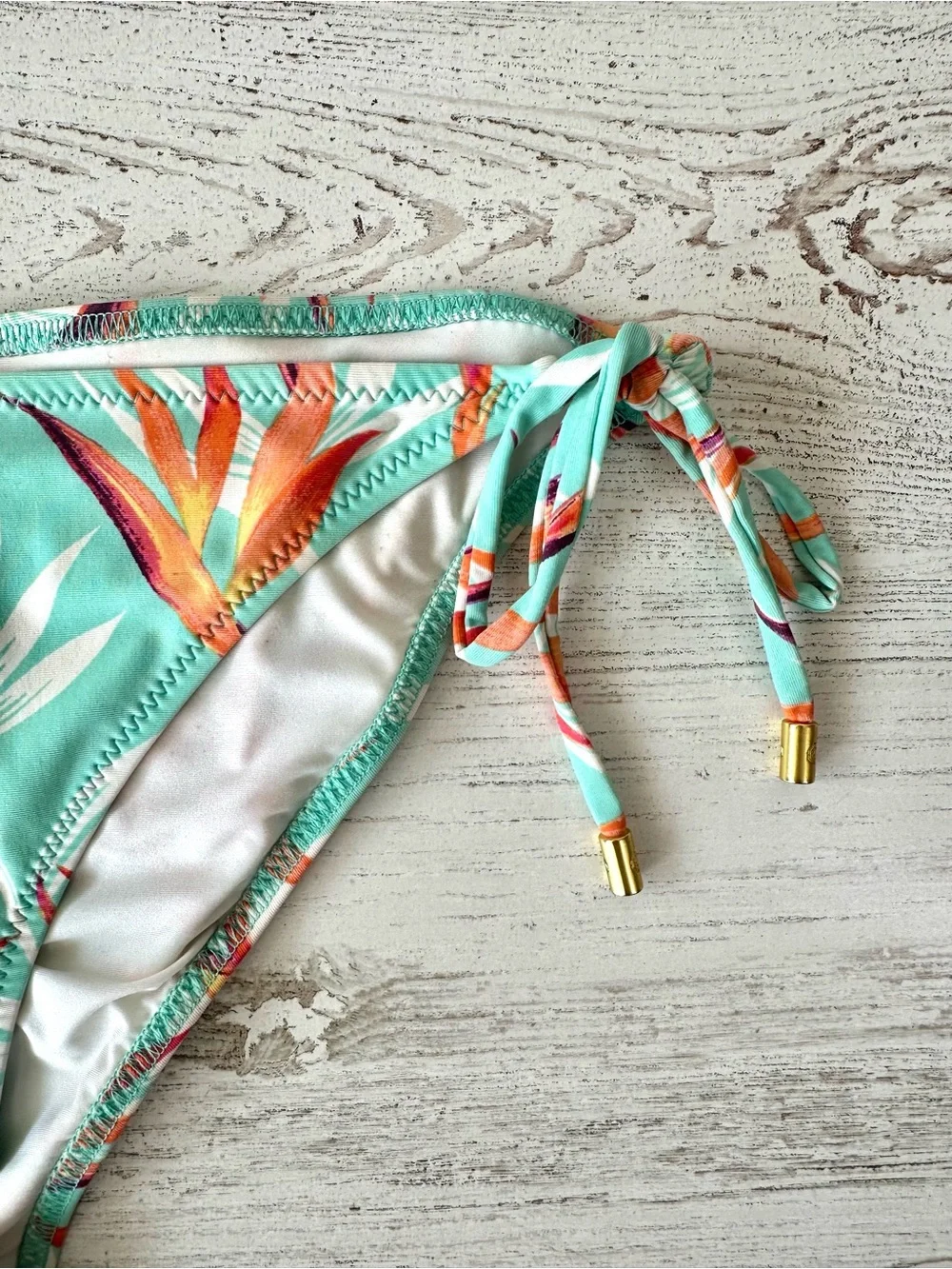 HELEN JON High Neck Halter String Bikini Set L Tropical Botanical